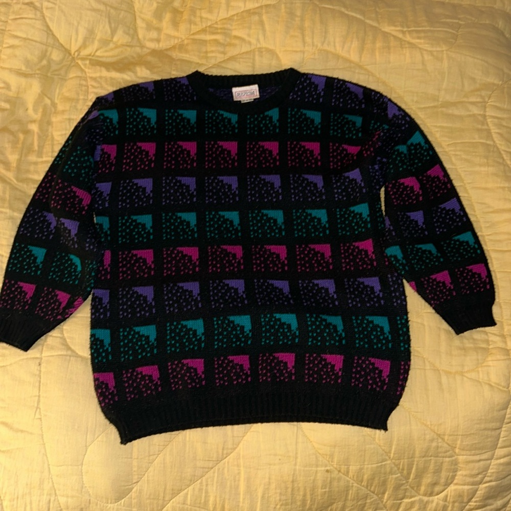 80s cropped sleeve sweater size medium